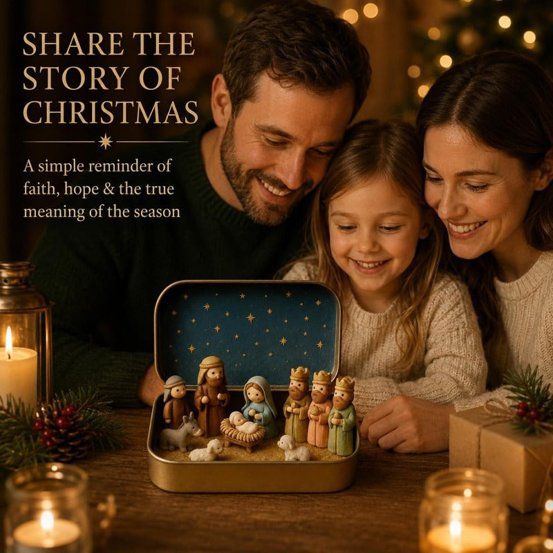 Miniature Nativity Set in Tin