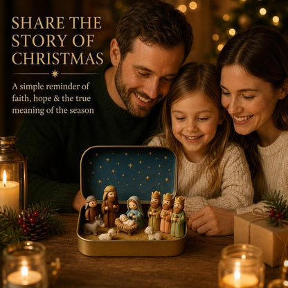 Miniature Nativity Set in Tin