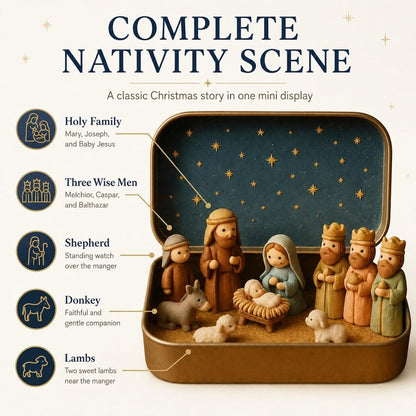 Miniature Nativity Set in Tin