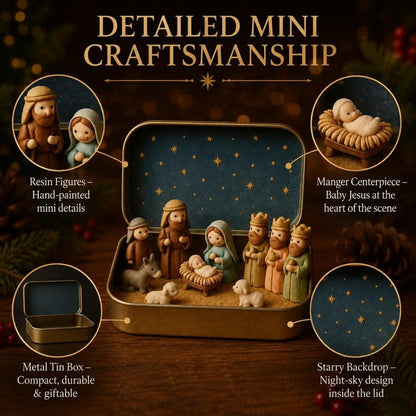 Miniature Nativity Set in Tin