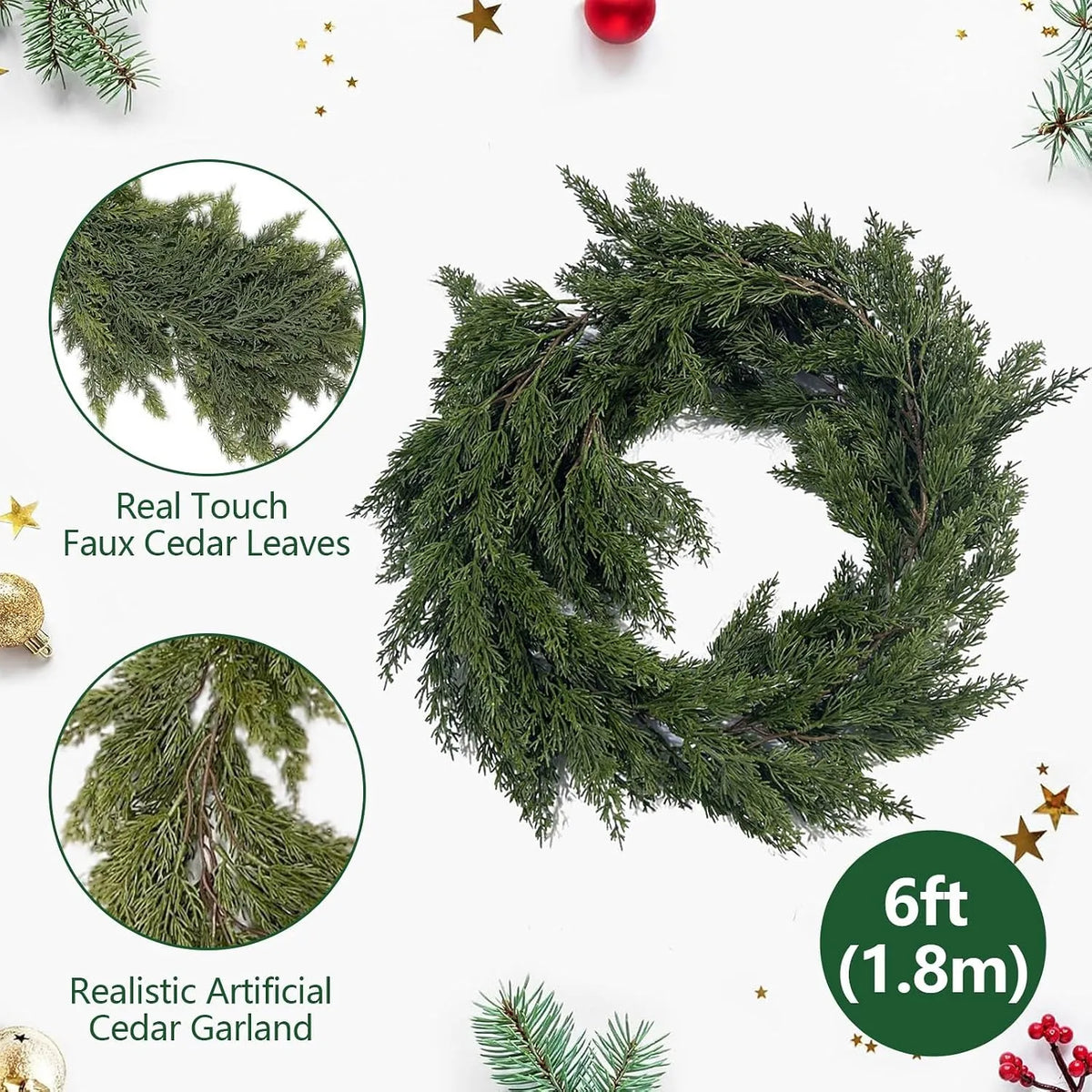 Real-Touch Cedar Christmas Garland
