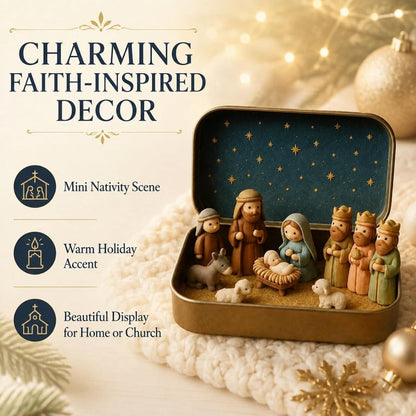 Miniature Nativity Set in Tin