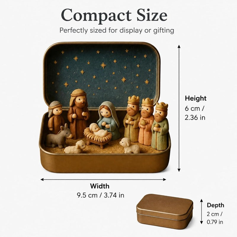 Miniature Nativity Set in Tin