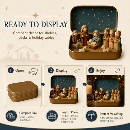 Miniature Nativity Set in Tin