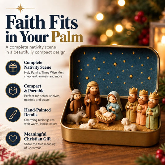 Miniature Nativity Set in Tin